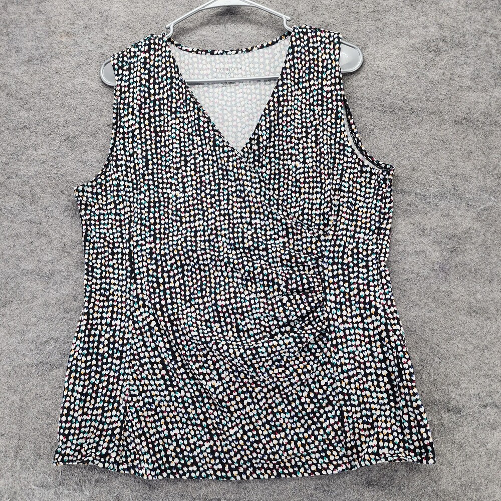 Talbots Shirt Womens Large Sleeveless V Neck Black